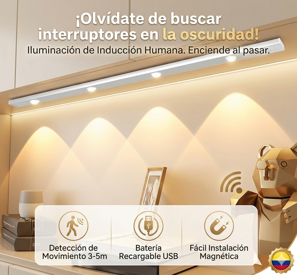 Lámpara LED Inteligente con Sensor de Movimiento | Recargable USB | KADACOL