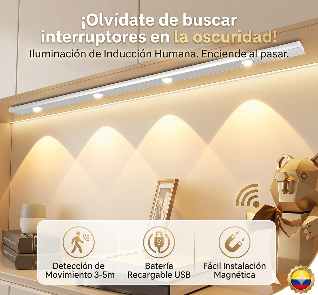 Lámpara LED Inteligente con Sensor de Movimiento | Recargable USB | KADACOL