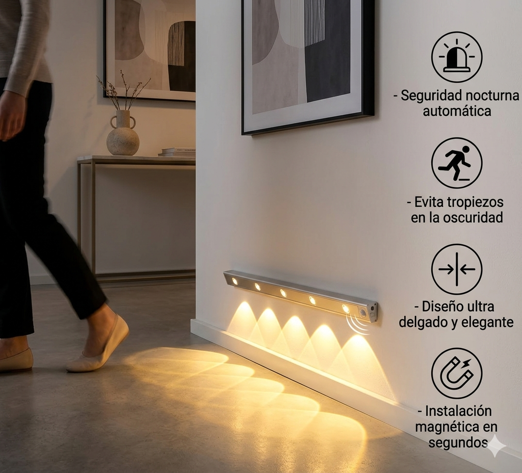 Lámpara LED Inteligente con Sensor de Movimiento | Recargable USB | KADACOL